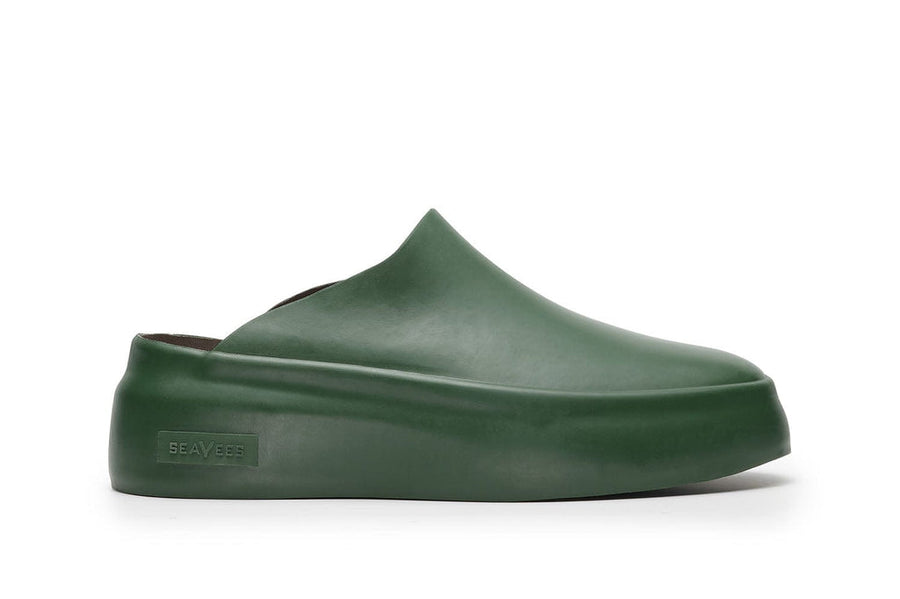 Women's Marin Mule in Moss Green rubber, side view
