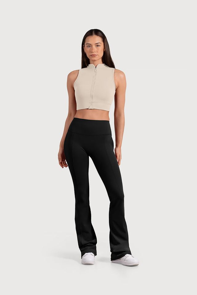 Ladies Active Zip Front Crop Top