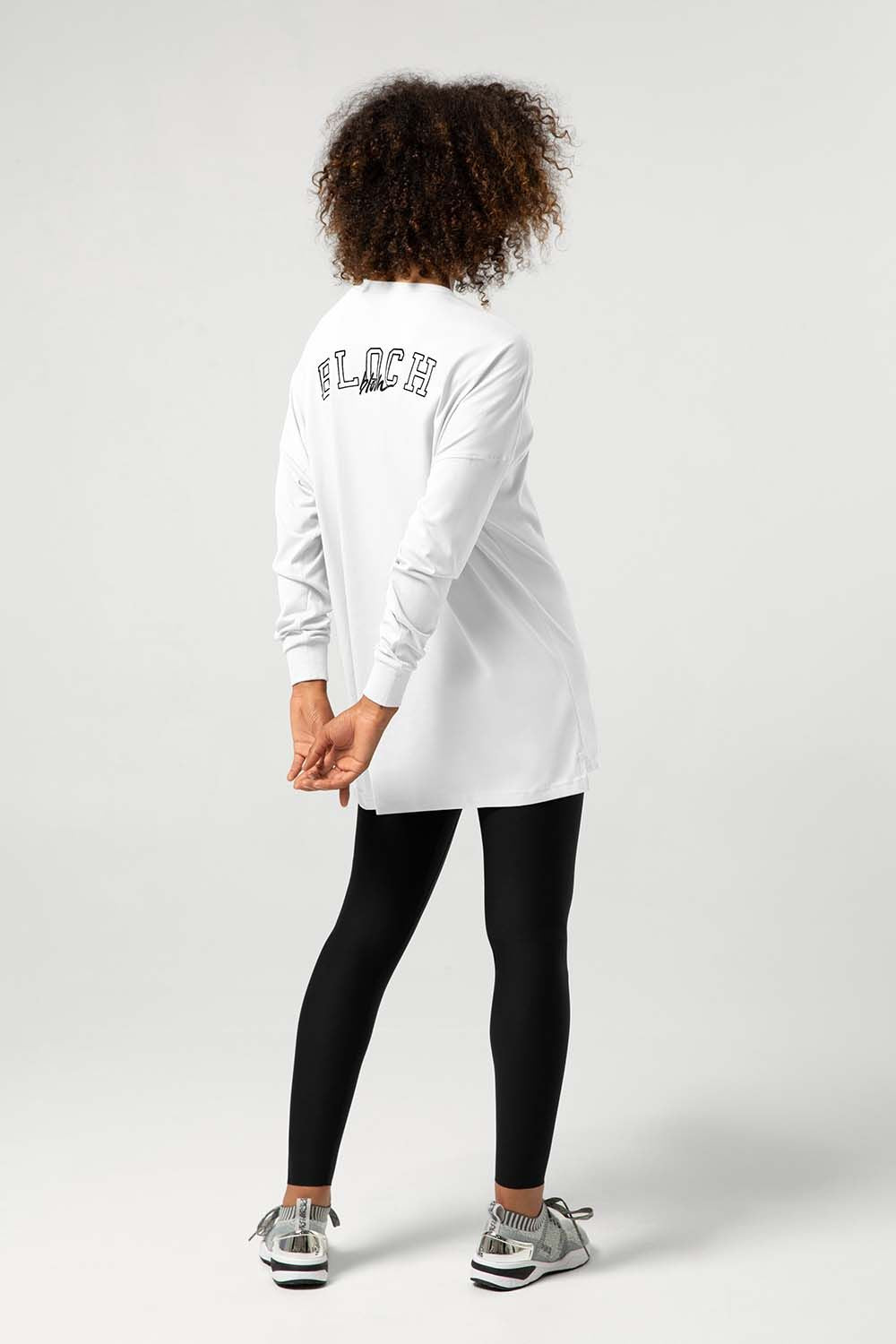 Ladies Bloch Print Oversized Long Sleeve Tee