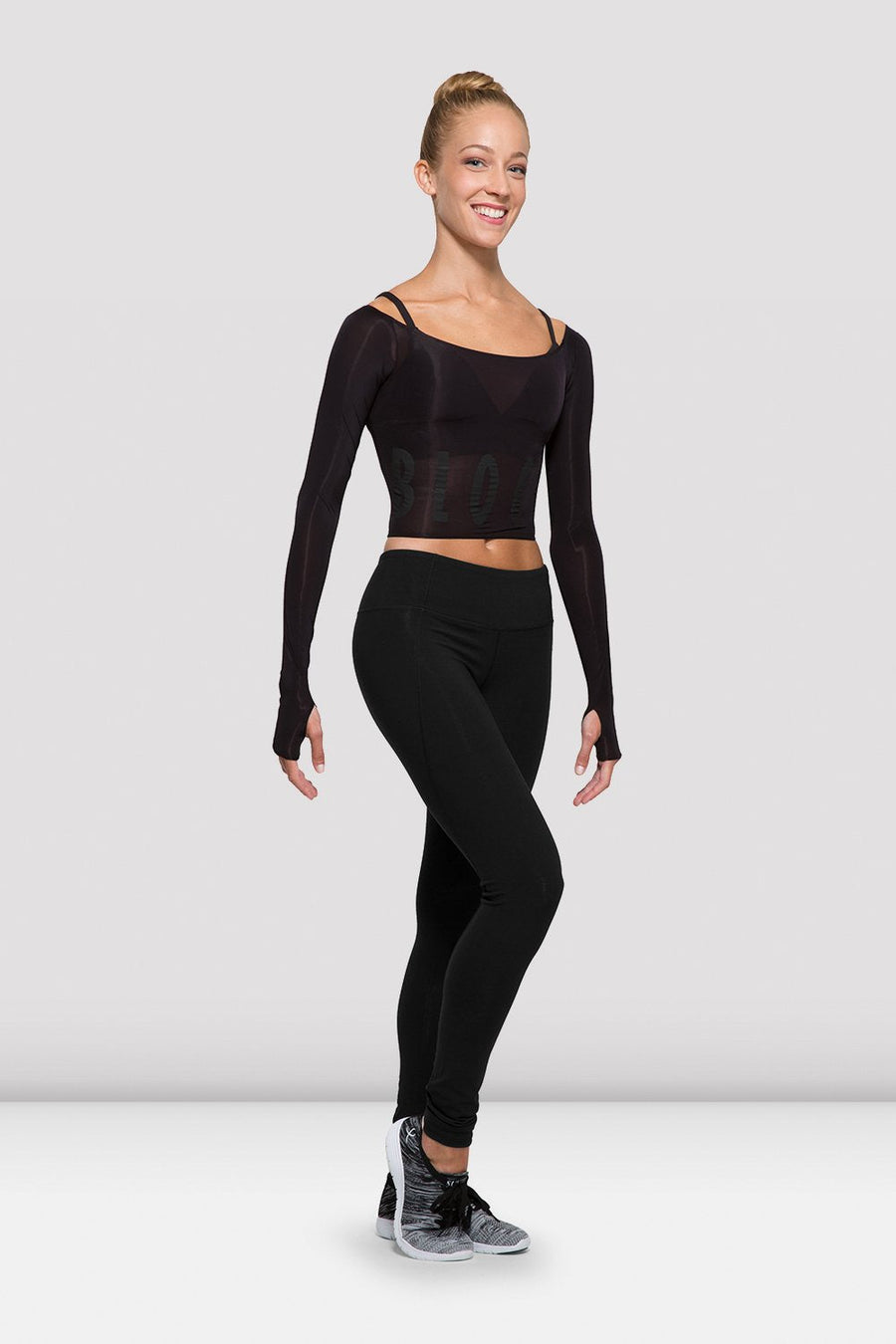 Ladies Bloch Logo Long Sleeve Crop Top