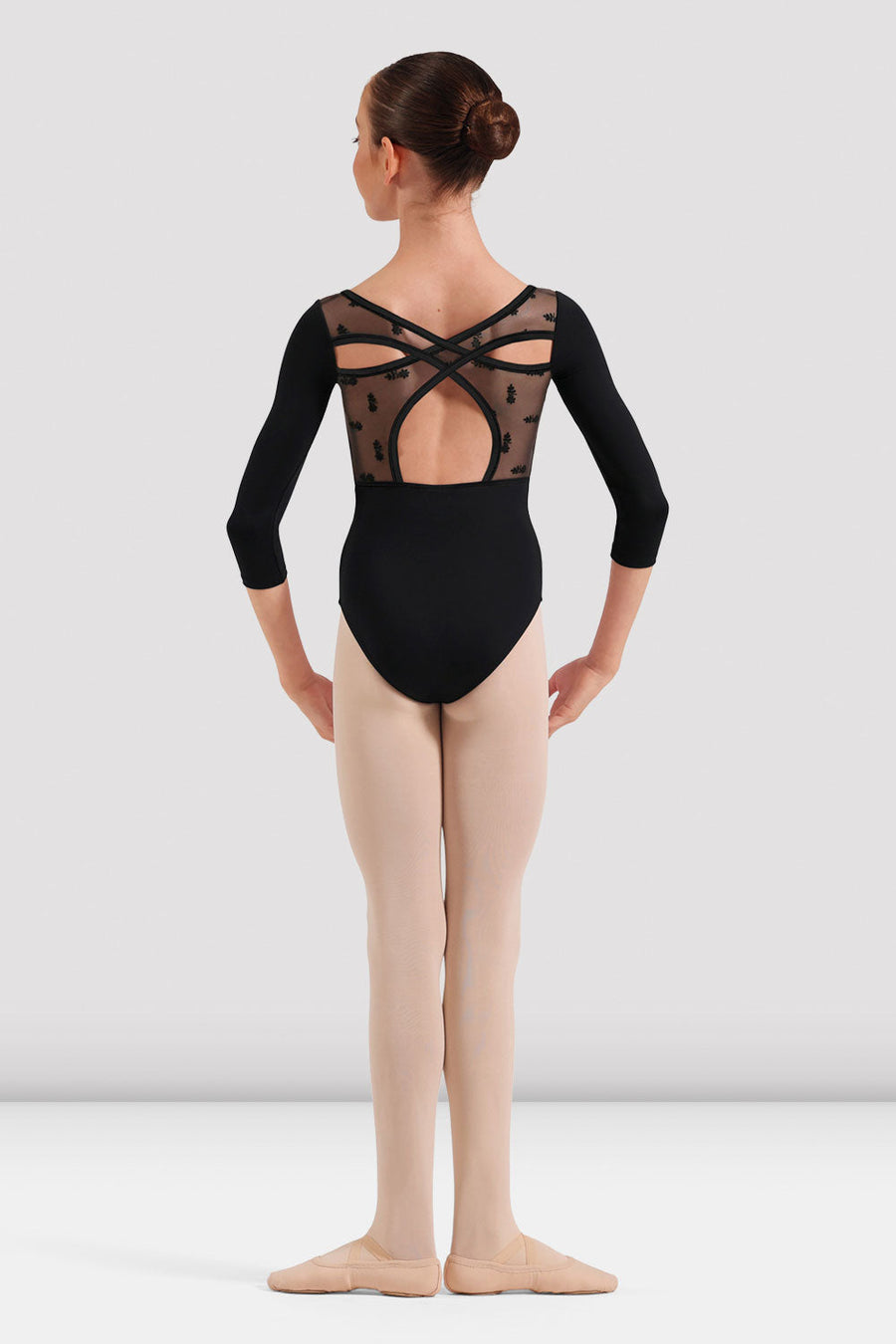Girls Avery Floral 3/4 Sleeve Leotard