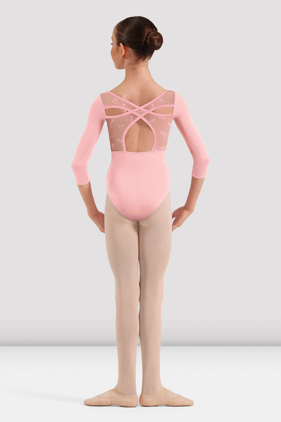 Girls Avery Floral 3/4 Sleeve Leotard