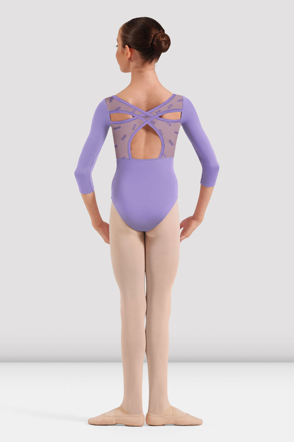 Girls Avery Floral 3/4 Sleeve Leotard