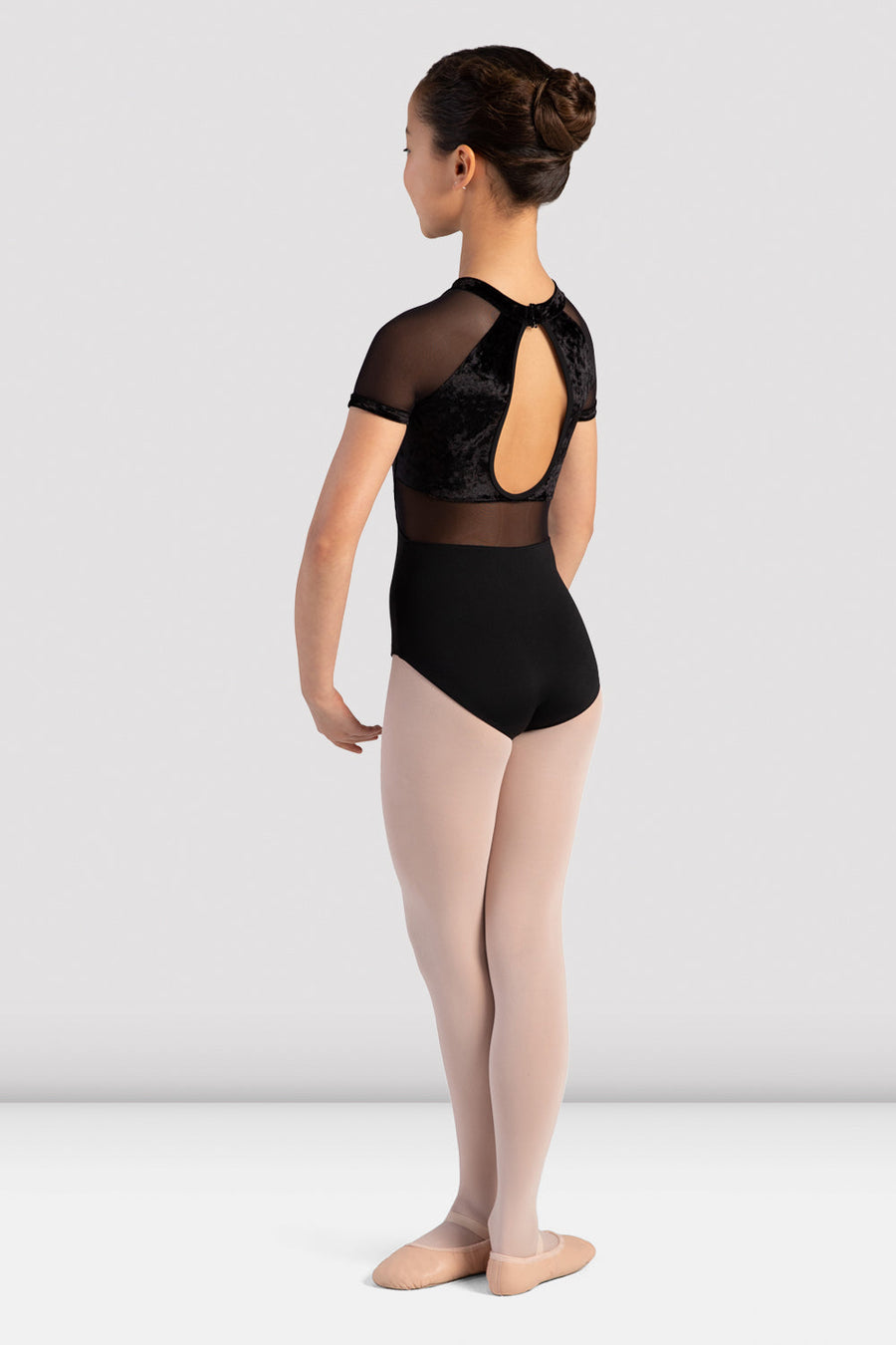 Girls Sasha Velvet Mock Neck Leotard