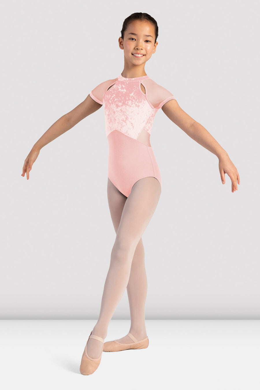 Girls Sasha Velvet Mock Neck Leotard
