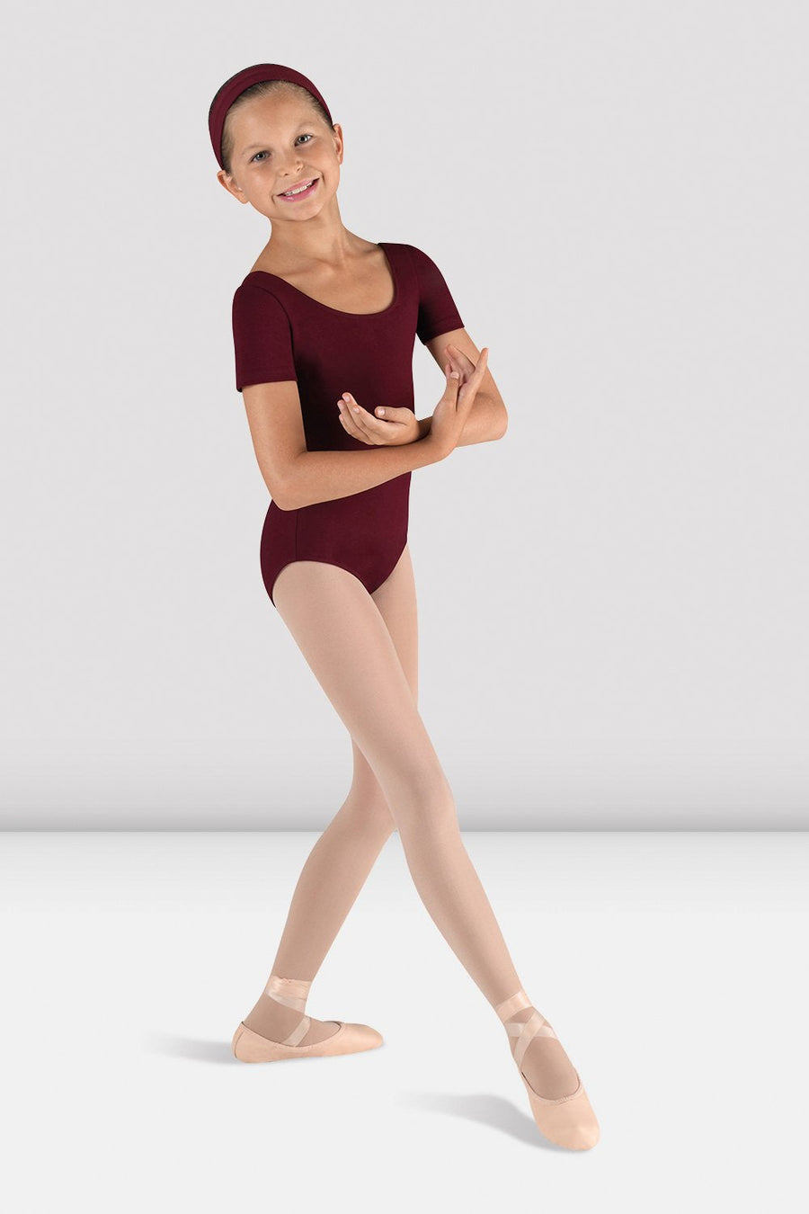 Girls Short Sleeve Round Neck Leotard