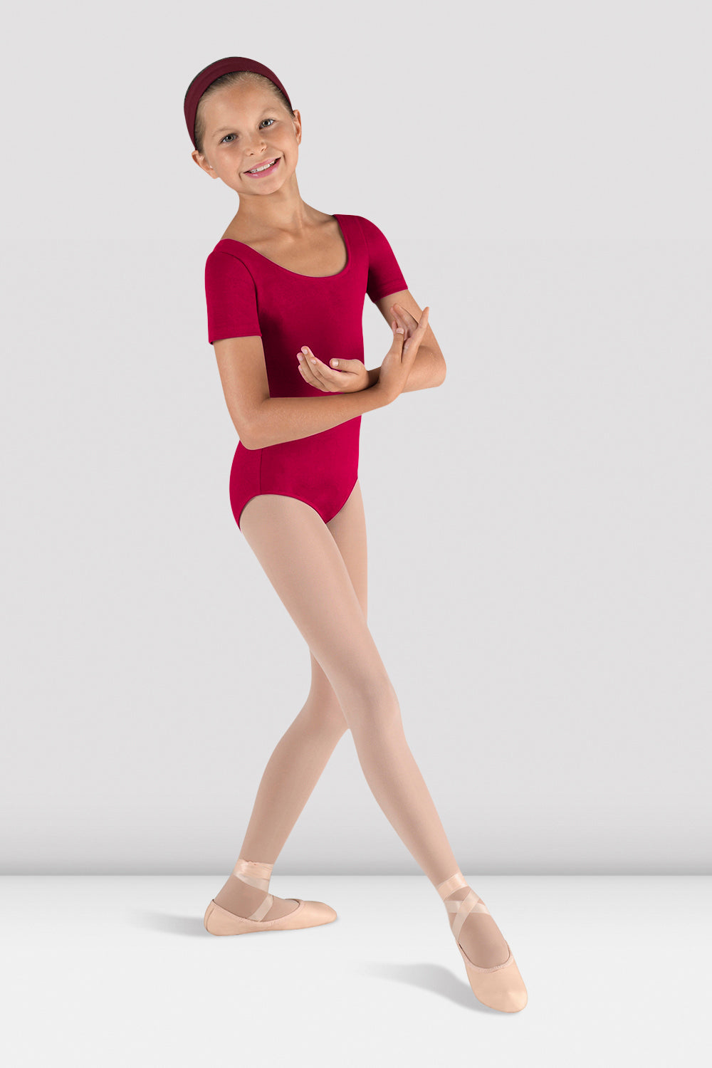 Girls Short Sleeve Round Neck Leotard