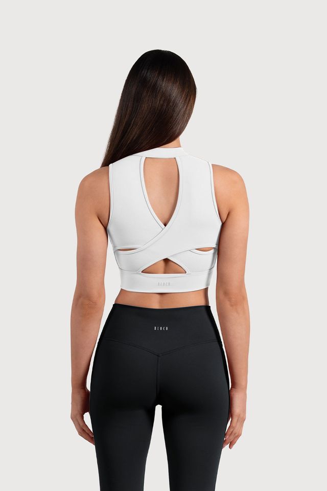 Ladies Active Zip Front Crop Top