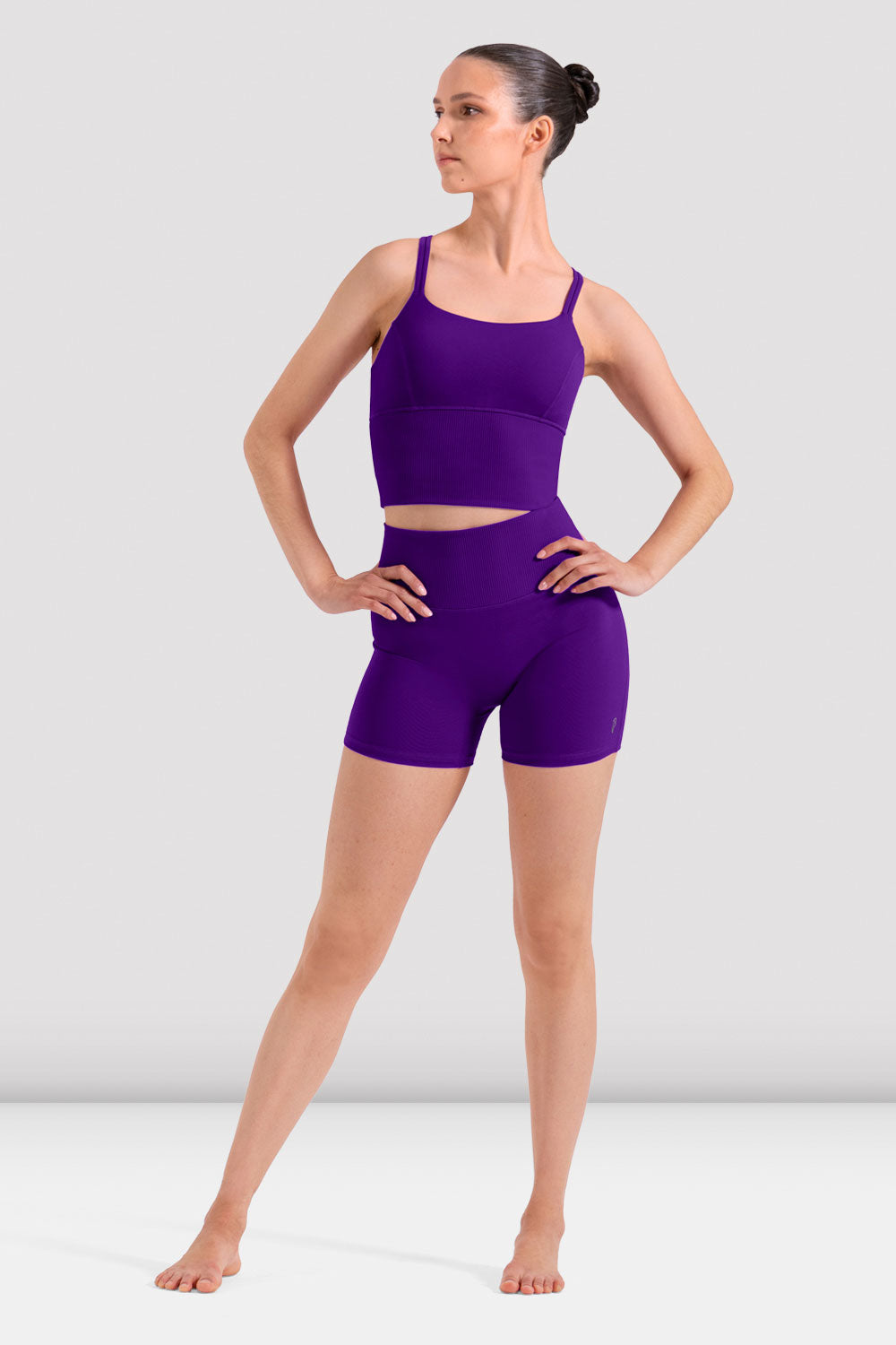 Ladies Violet Cross Back Crop Top