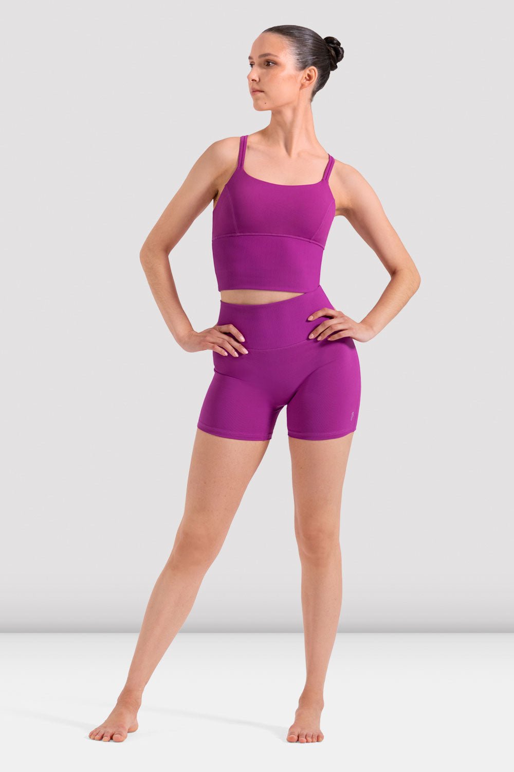 Ladies Violet Cross Back Crop Top