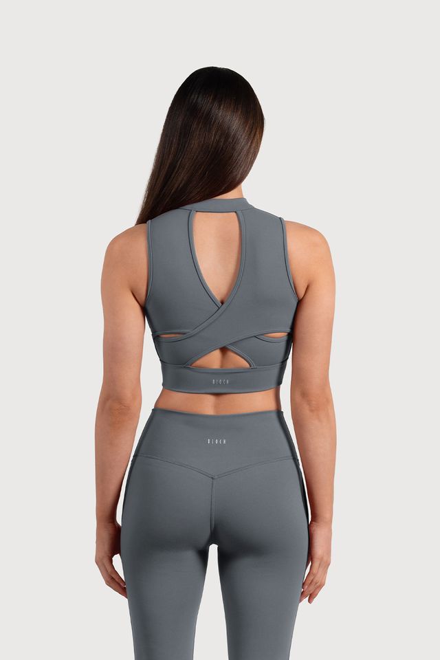Ladies Active Zip Front Crop Top