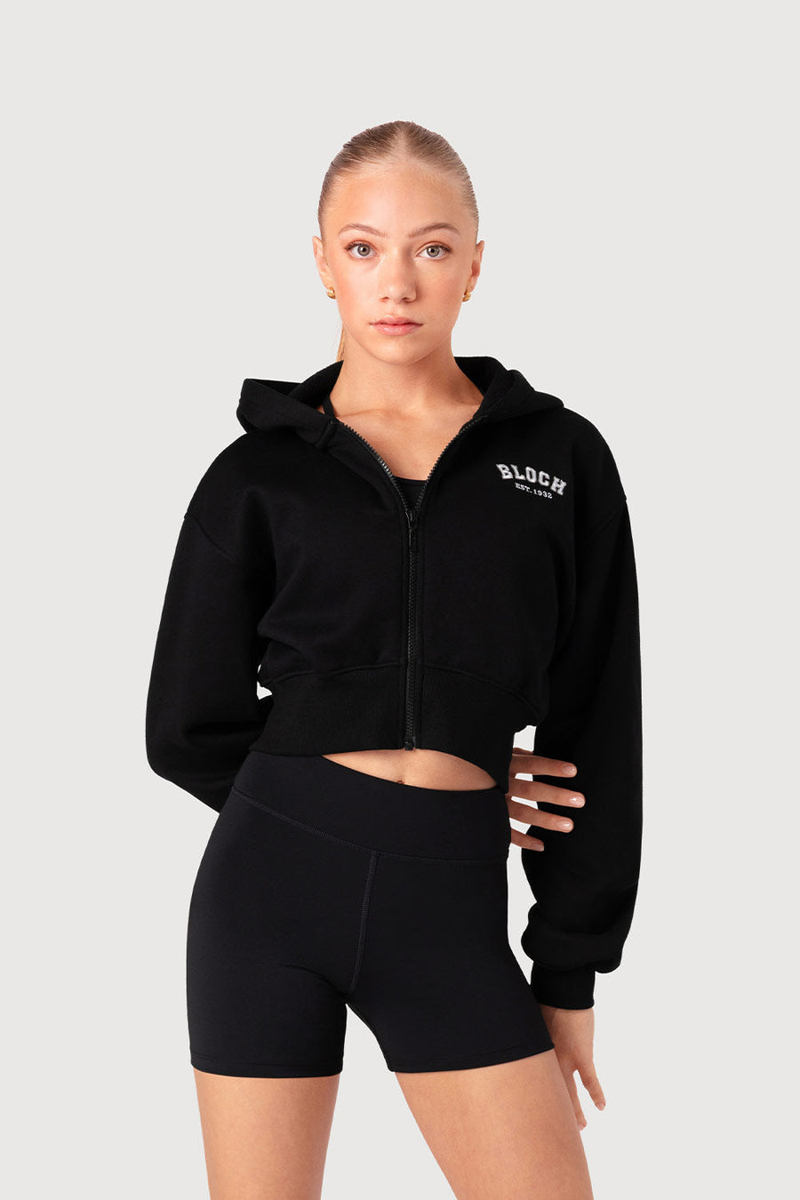 Girls Cropped Zip Front Hoodie