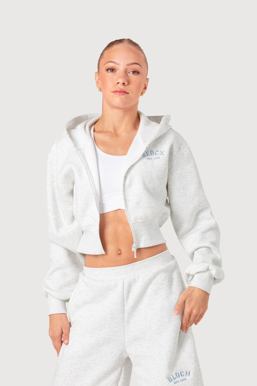 Girls Cropped Zip Front Hoodie