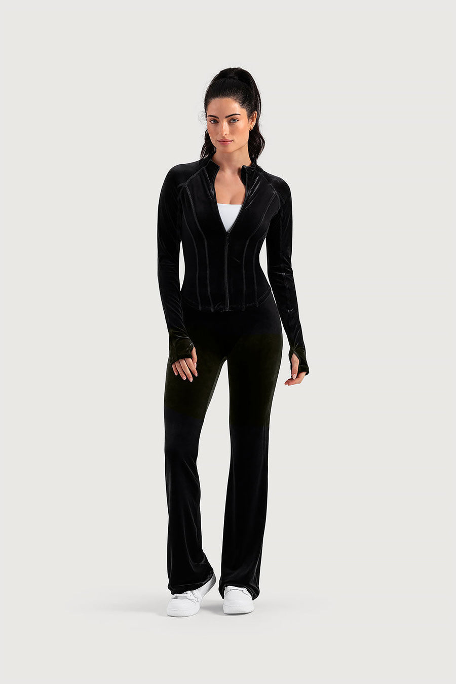 Ladies Apex Velvet Flared Legging