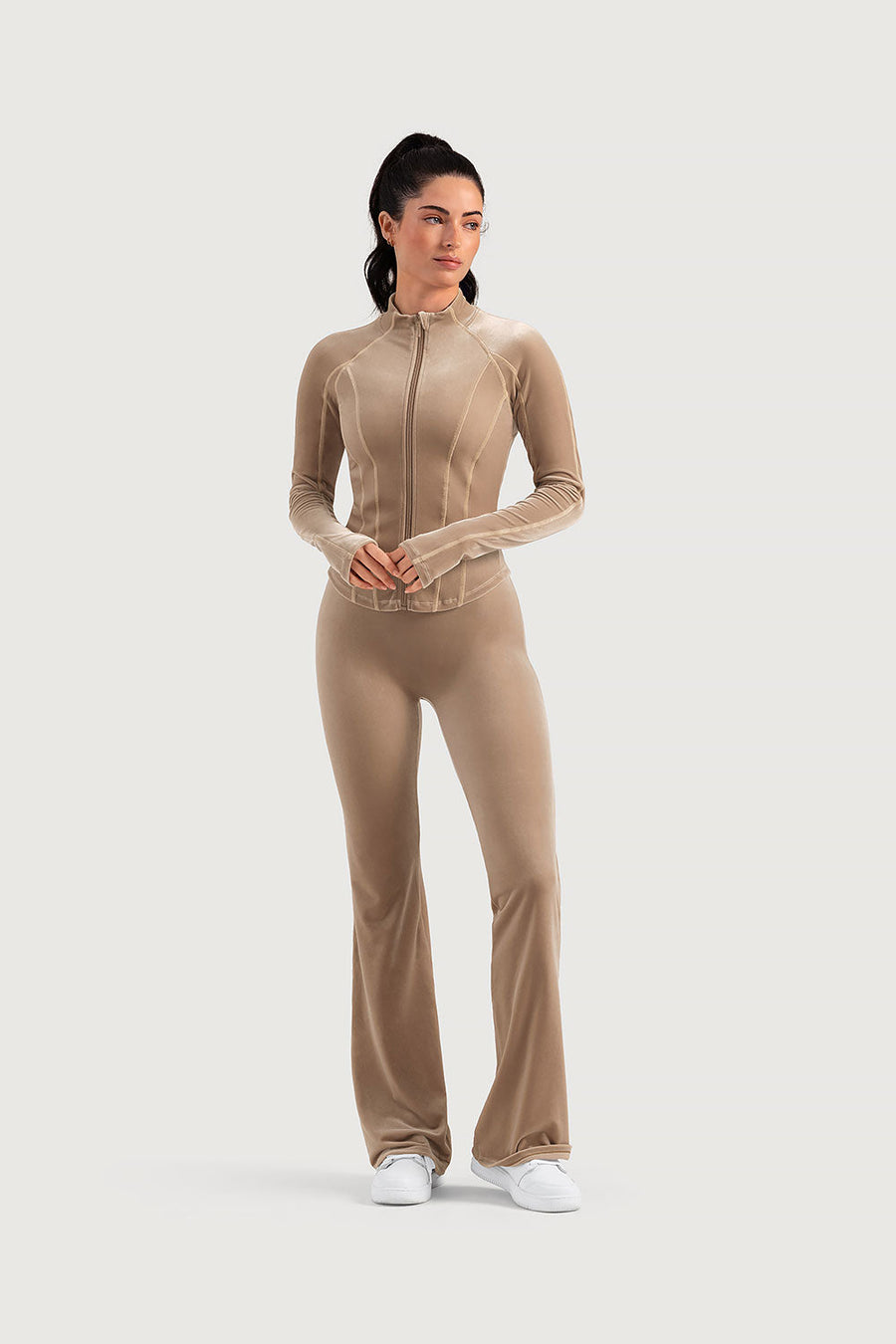 Ladies Apex Velvet Flared Legging