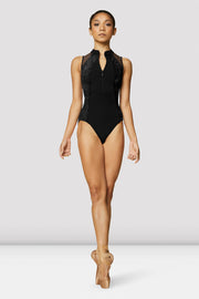 Ladies Rhea Velvet Zip Front Leotard