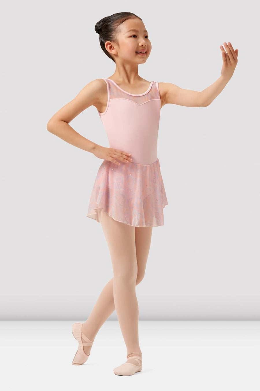 Girls Mirella Paisley Scoop Neck Skirted Leotard