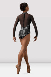 Ladies Mirella Watercolor Mesh Long Sleeve Leotard