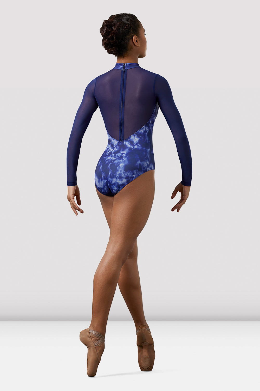 Ladies Mirella Watercolor Mesh Long Sleeve Leotard
