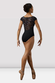 Ladies Mirella Watercolor Mesh Cap Sleeve Leotard