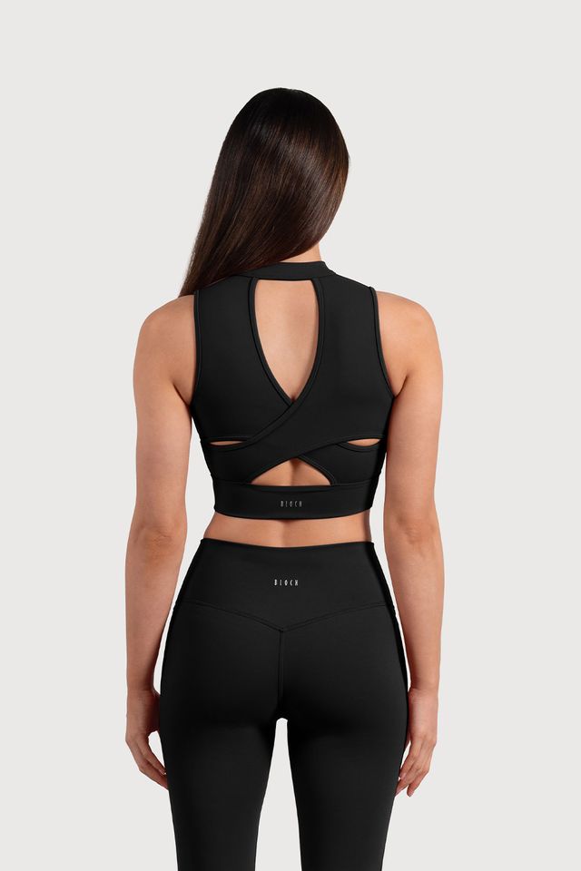 Ladies Active Zip Front Crop Top