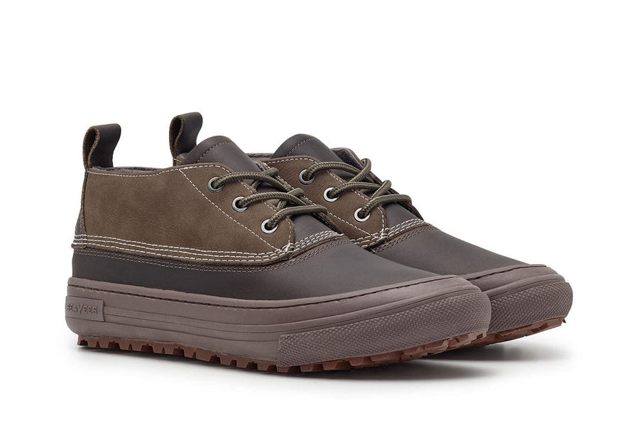 Men's Carson 3 Eye Boot in Charcoal leather, three-quarter view