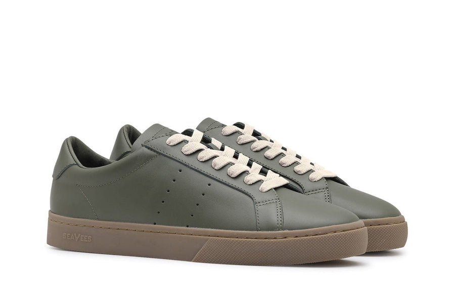 Men's Diamond Cup sneaker in Dark Olive leather, three-quarter view