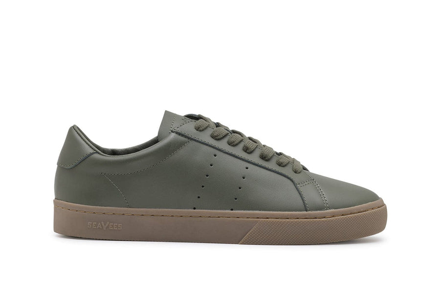 Men's Diamond Cup sneaker in Dark Olive leather, side view