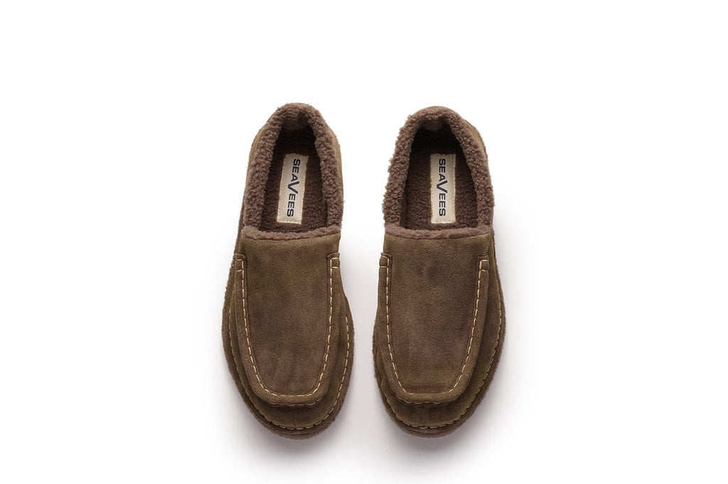 Men's Lodge Slipper in Woodsmoke suede, top view
