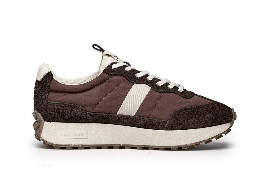 Men's Acorn Trainer sneaker in Espresso nylon and suede, side view