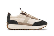 Men's Acorn Trainer sneaker in Black and Tan nylon and suede, side view, alternate shot 2