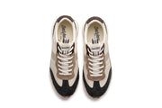 Men's Acorn Trainer sneaker in Black and Tan nylon and suede, top view