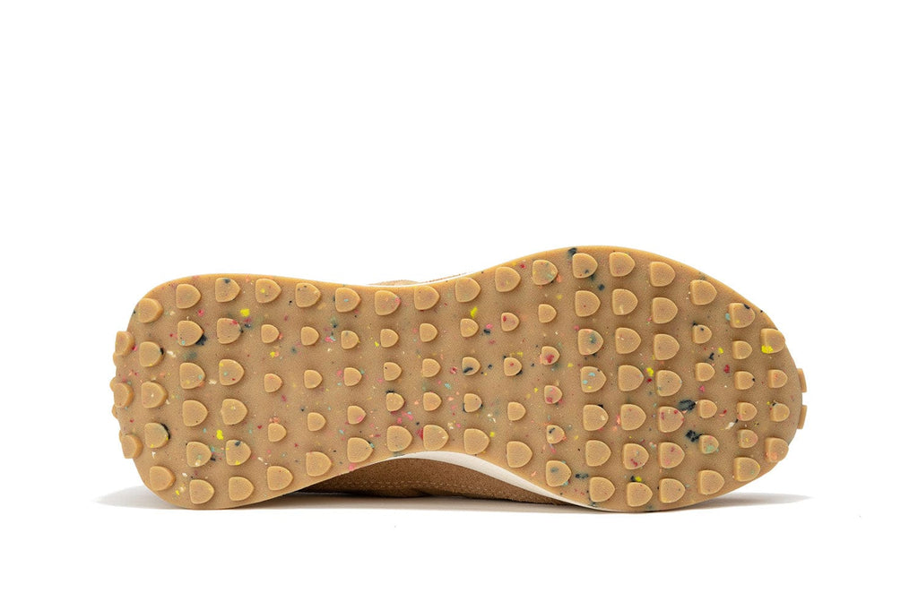 Men's Acorn Trainer sneaker in Tan suede, outsole view