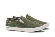Men's Baja Slip On in Surplus Green vegan nubuck, three-quarter view