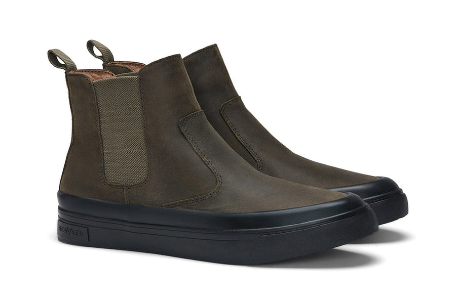 Men's Beyond & Back Boot in Black Olive leather, three-quarter view