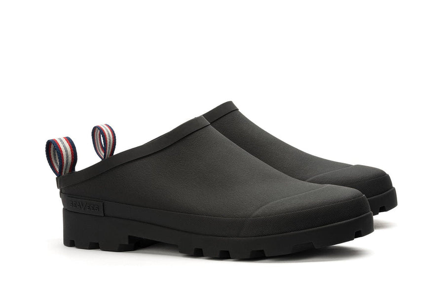 Men's Bodega Clog in Black rubber, three-quarter view