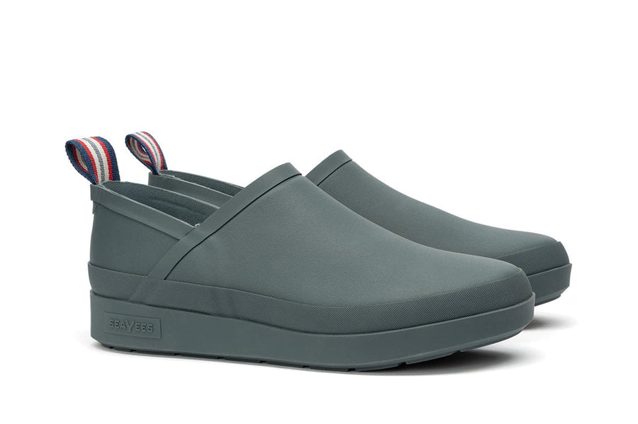 Men's Calistoga Clog in Steel Blue rubber, three-quarter view