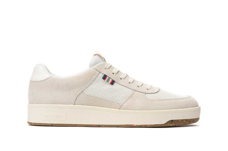 Men's Cardinal Sneaker in White leather and suede, side view