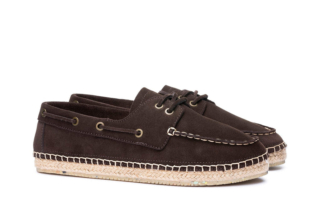 Men's Carmel Loafer in Dark Chocolate suede, three-quarter view