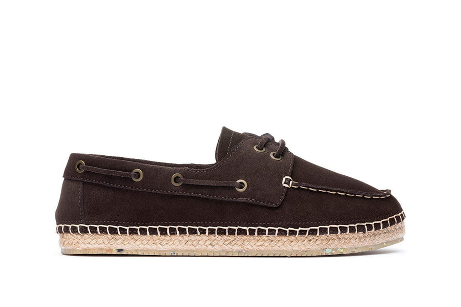 Men's Carmel Loafer in Dark Chocolate suede, side view