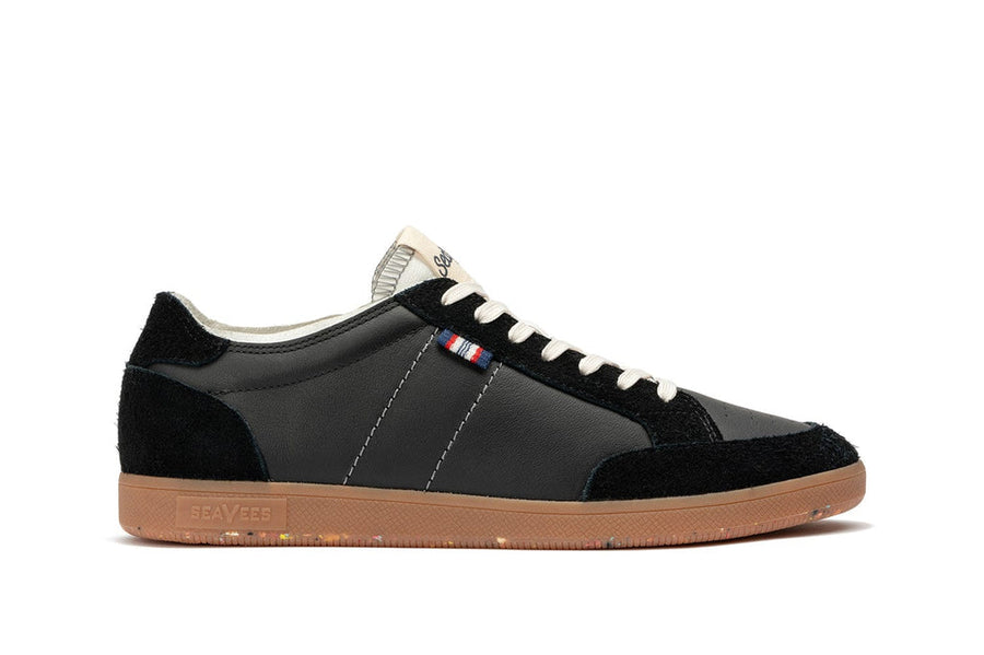 Men's Clipper Sneaker in Black leather and suede, side view