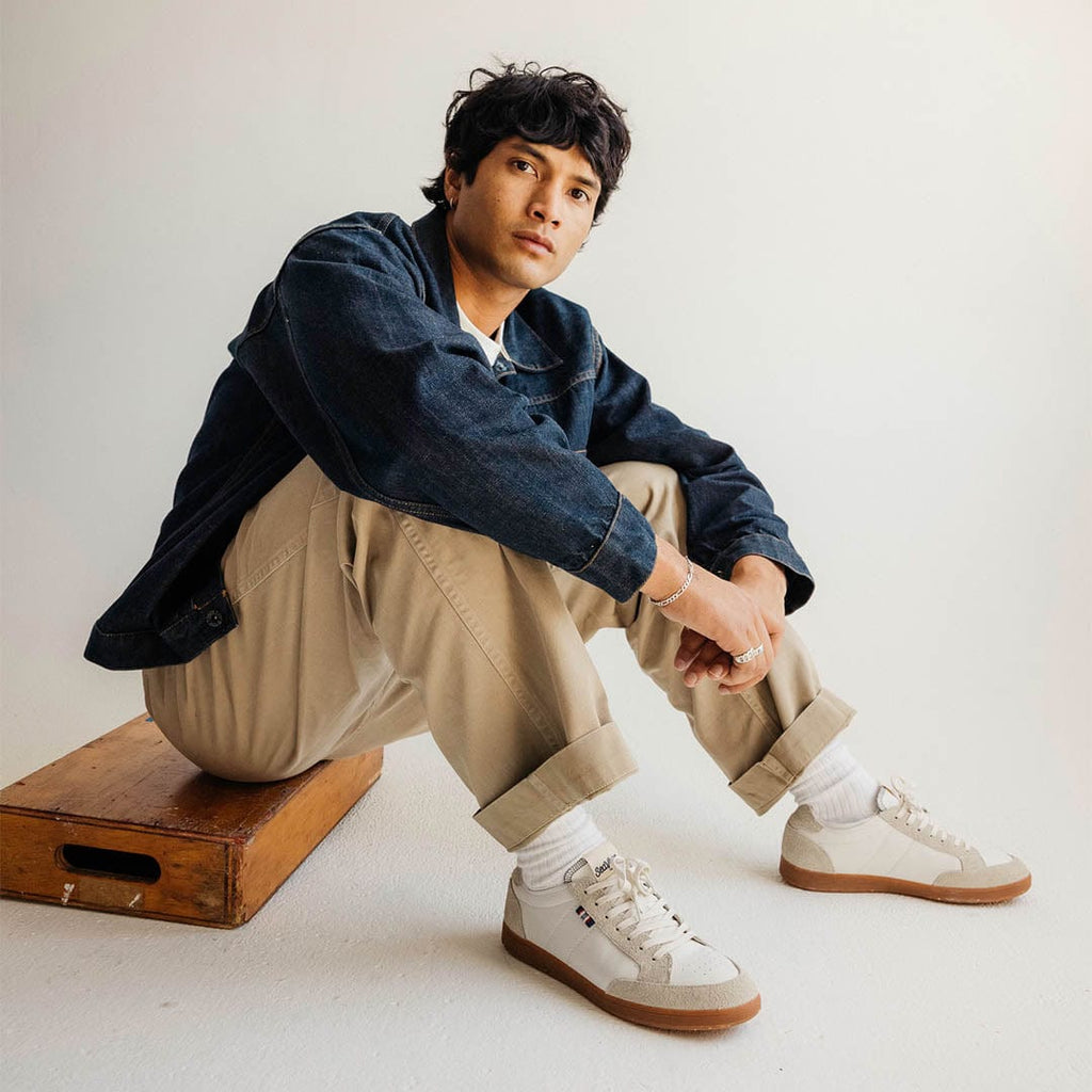 Men's Clipper Sneaker in White leather and suede, image did not render
