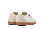 Men's Clipper Sneaker in White leather and suede, heel view