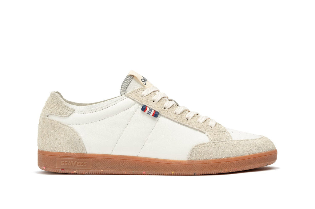 Men's Clipper Sneaker in White leather and suede, side view