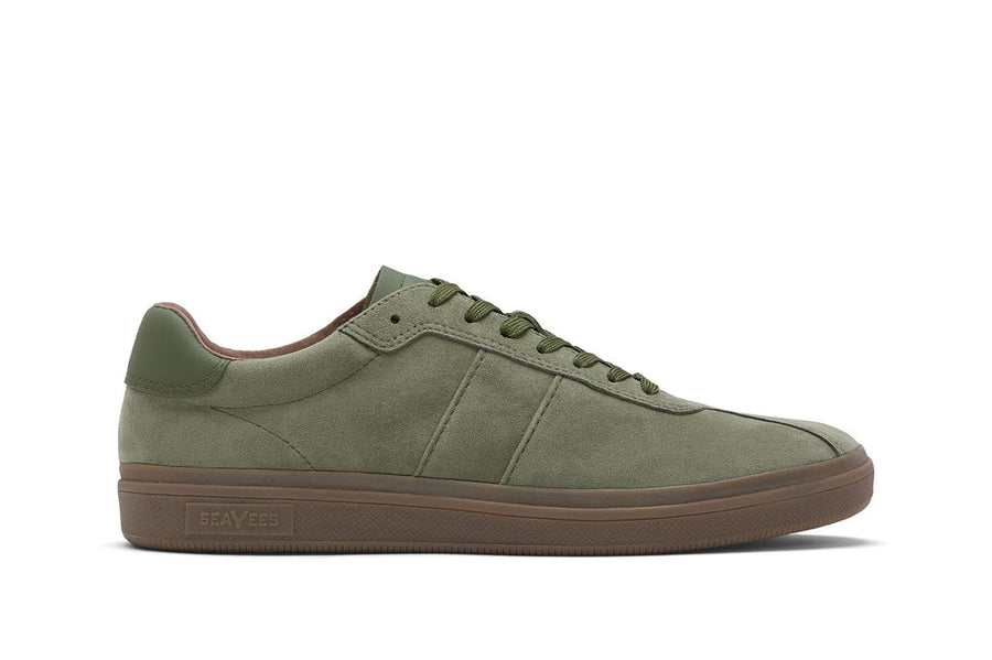 Men's Davison Sneaker in Surplus Green suede, side view