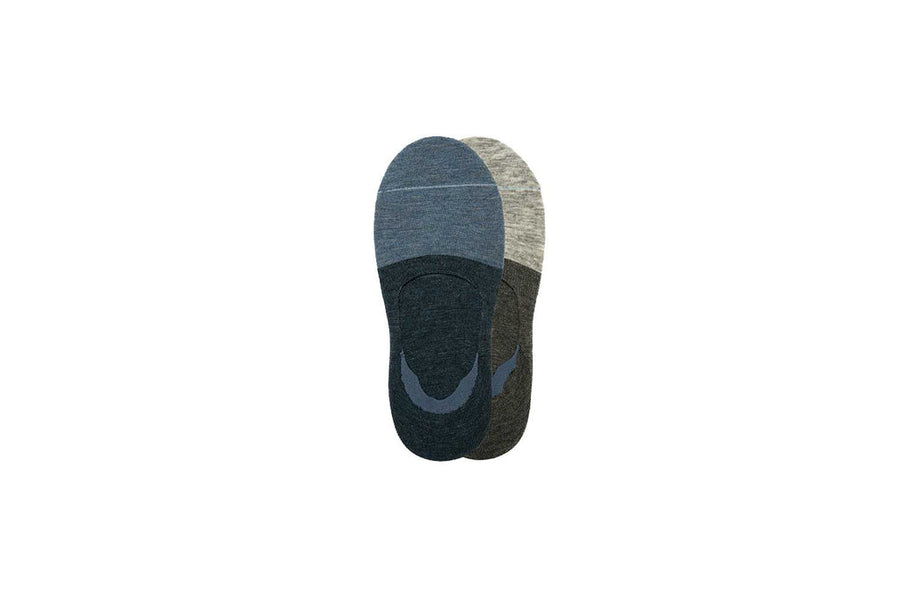 Men's no-show liner socks in heather gray, 2-pack, sole view