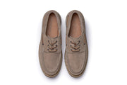 Men's Larkspur Lug Boat Shoe in Cement suede, top view