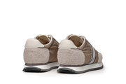 Men's Royal Runner sneaker in Latte nylon and suede, heel view