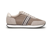 Men's Royal Runner sneaker in Latte nylon and suede, side view
