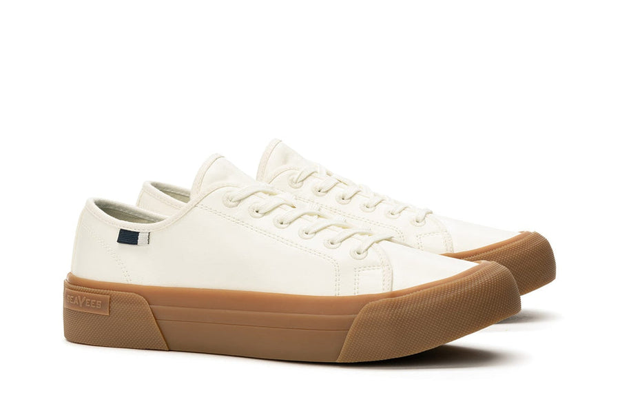 Men's SeaChange LTT sneaker in White/Gum corn leather, three-quarter view